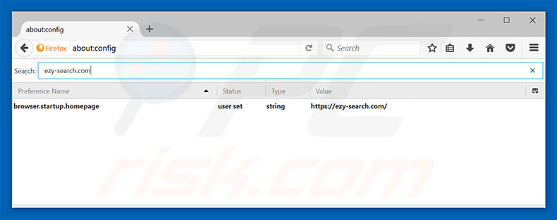 Removendo a página inicial ezy-search.com e motor de busca padrão do Mozilla Firefox