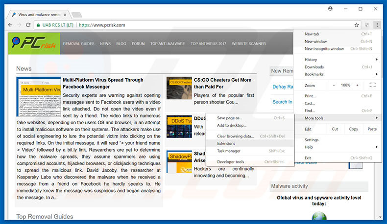 Removendo os anúncios Firewall detecting ‘suspicious’ incoming network connections do Google Chrome passo 1