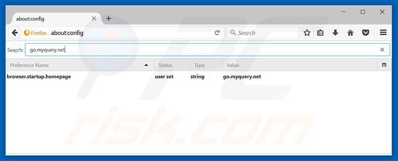 Removendo a página inicial go.myquery.net e motor de pesquisa padrão do Mozilla Firefox