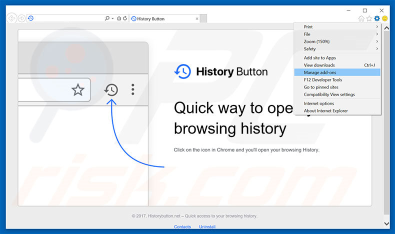 Removendo os anúncios History Button do Internet Explorer passo 1