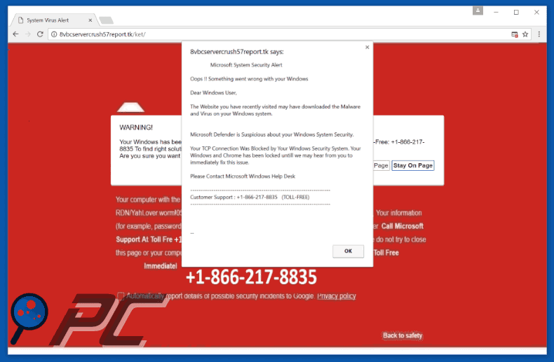 Adware Microsoft System Security Alert