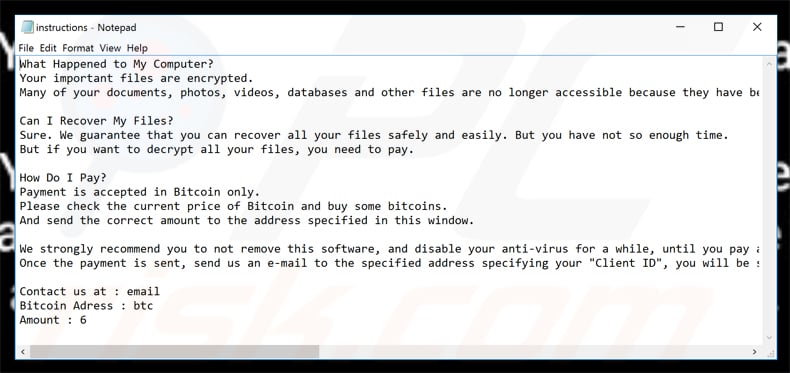 Nota exigente do resgate do ransomware oxar