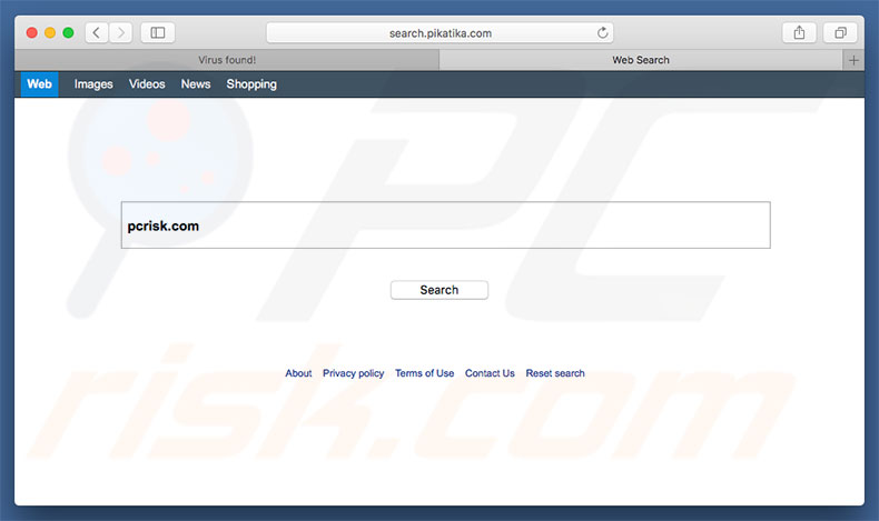 sequestrador de navegador search.pikatika.com num computador Mac