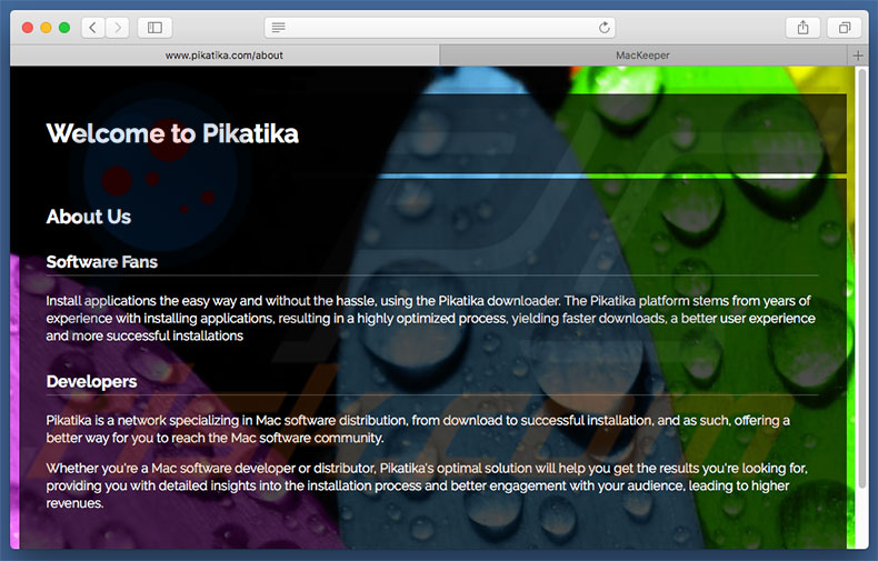 Website fraudulento usado para promover search.pikatika.com