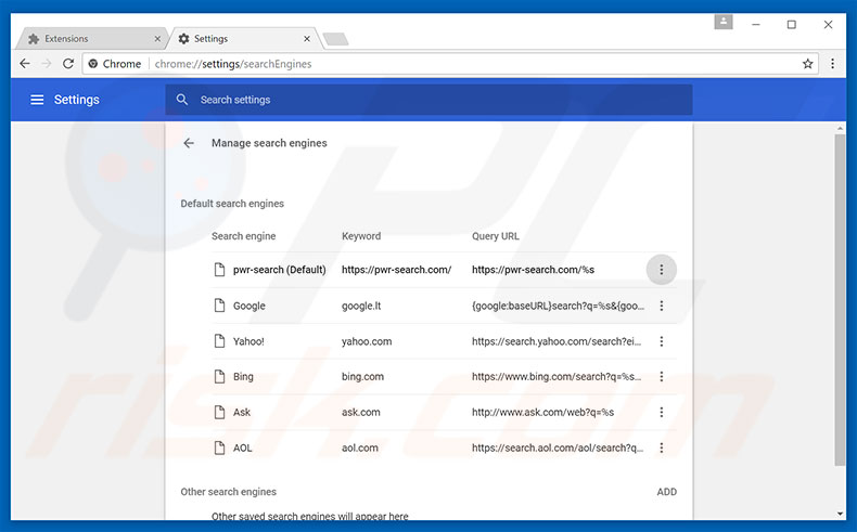 Removendo a página inicial pwr-search.com do Google Chrome