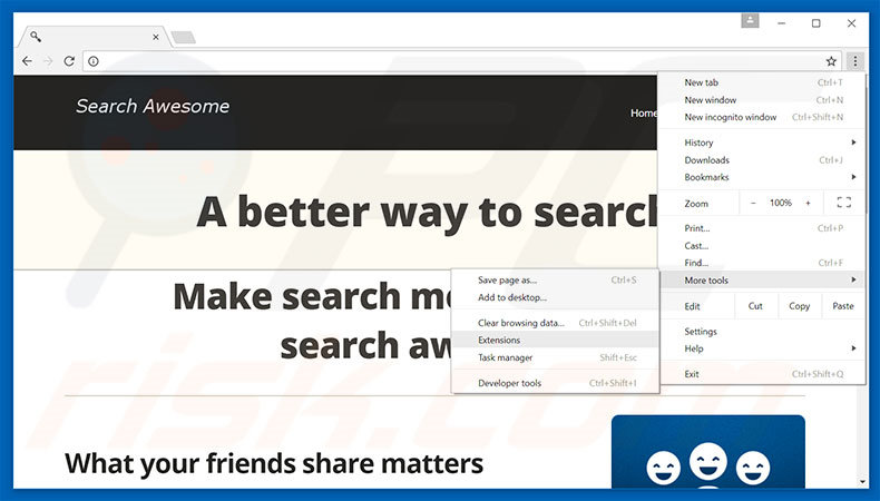 Removendo os anúncios Search Awesome do Google Chrome passo 1