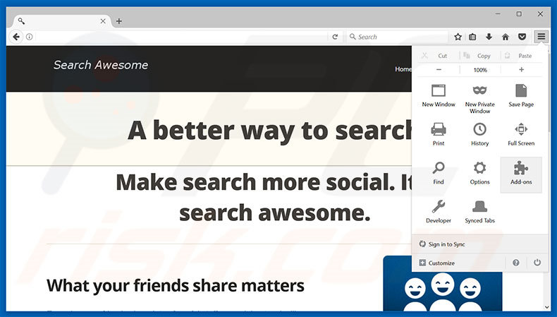 Removendo os anúncios Search Awesome do Mozilla Firefox passo 1