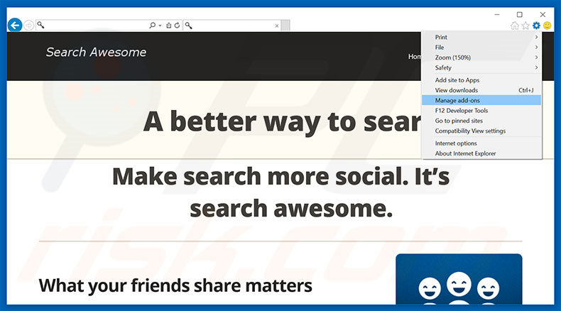 Removendo os anúncios Search Awesome do Internet Explorer passo 1