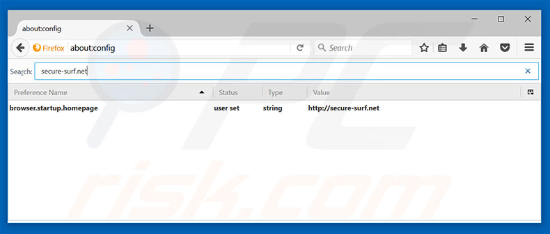 Removendo a página inicial secure-surf.net e motor de busca padrão do Mozilla Firefox