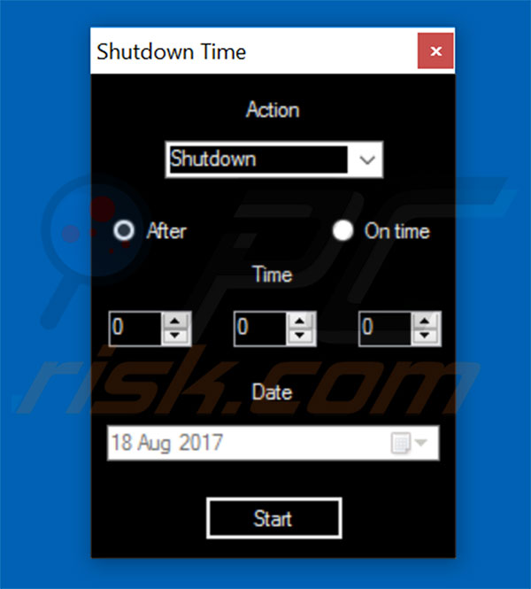 Programa potencialmente indesejado ShutDownTime