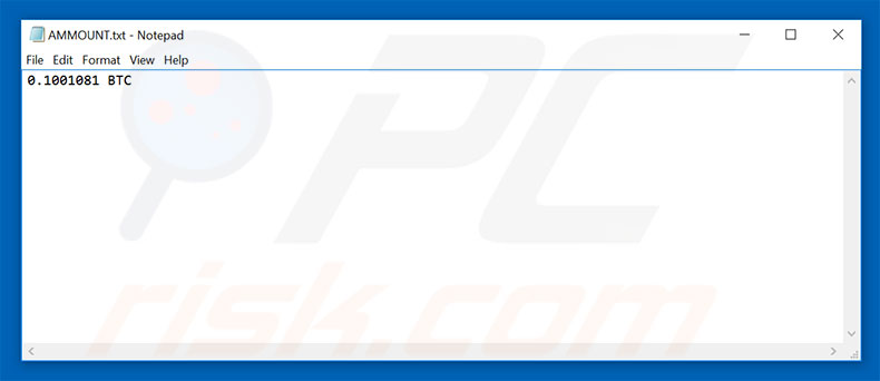 Ficheiro AMMOUNT.txt do Ransomware SyncCrypt