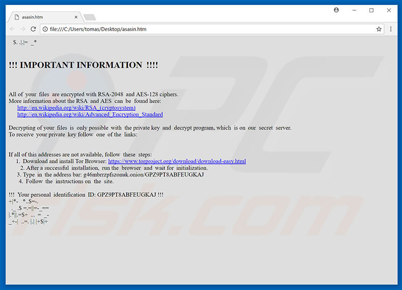 Ficheiro html Asasin