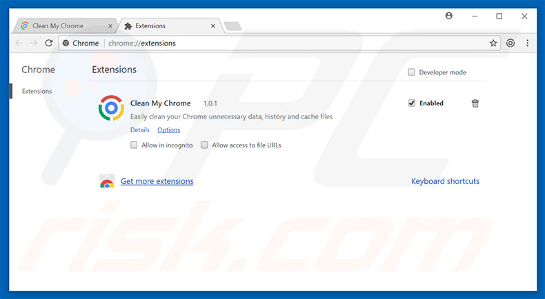 Removendo os anúncios Clean My Chrome do Google Chrome passo 2