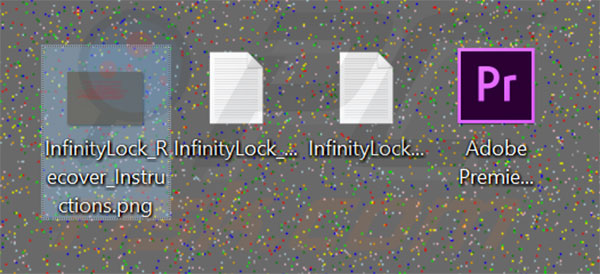 Lista dos ficheiros criados pelo ransomware InfinityLock