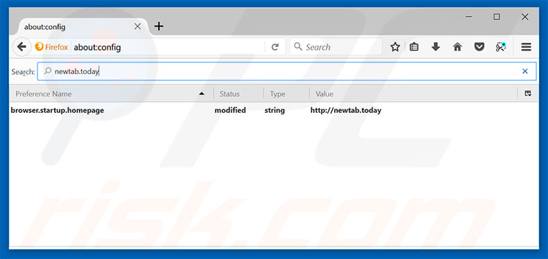 Removendo a página inicial newtab.today e motor de pesquisa padrão do Mozilla Firefox