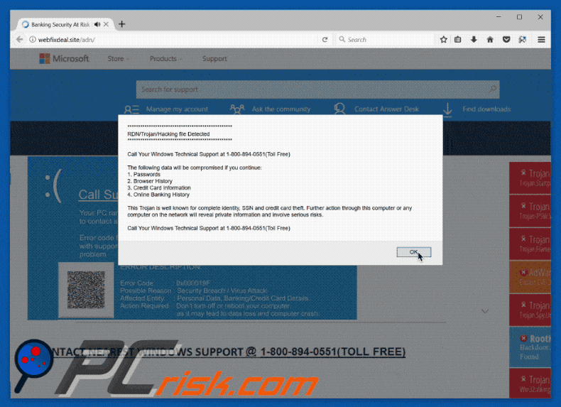 Fraude GIF RDN_Trojan_Hacking File Detected