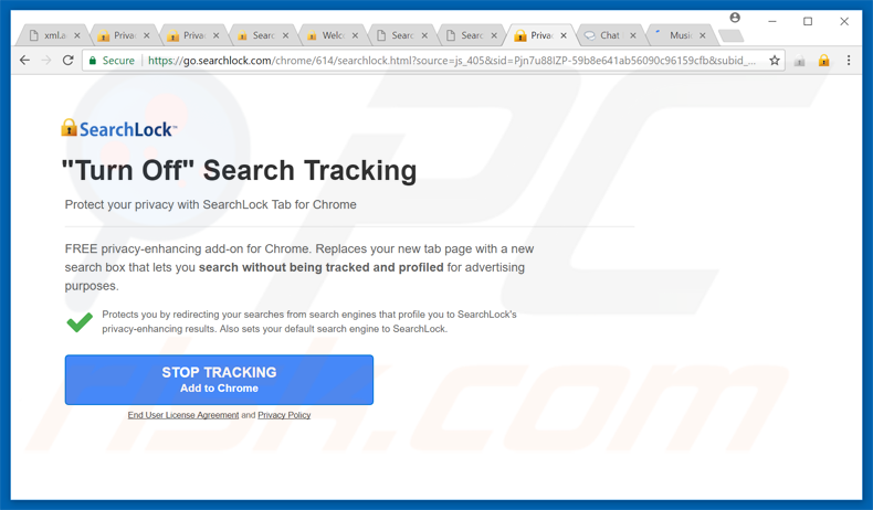 Website a promover o sequestrador de navegador searchlock