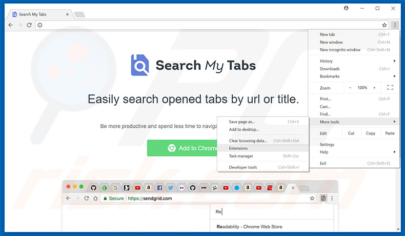 Removendo os anúncios Search My Tabs do Google Chrome passo 1