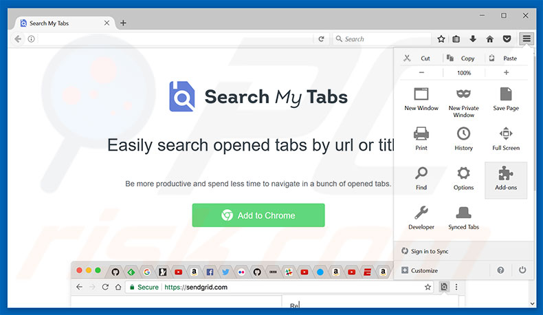 Removendo os anúncios Search My Tabs do Mozilla Firefox passo 1
