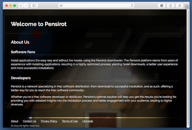 Website fraudulento usado para promover search.pensirot.com