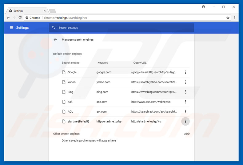 Removendo startme.today do motor de pesquisa padrão do Google Chrome