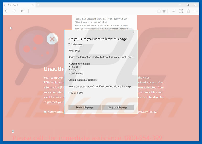 Variante da Fraude Microsoft Edge Unauthorized Access Denied !