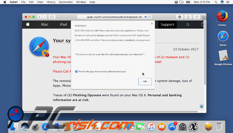 Aparência de O que é WARNING! MAC OS Is Infected?