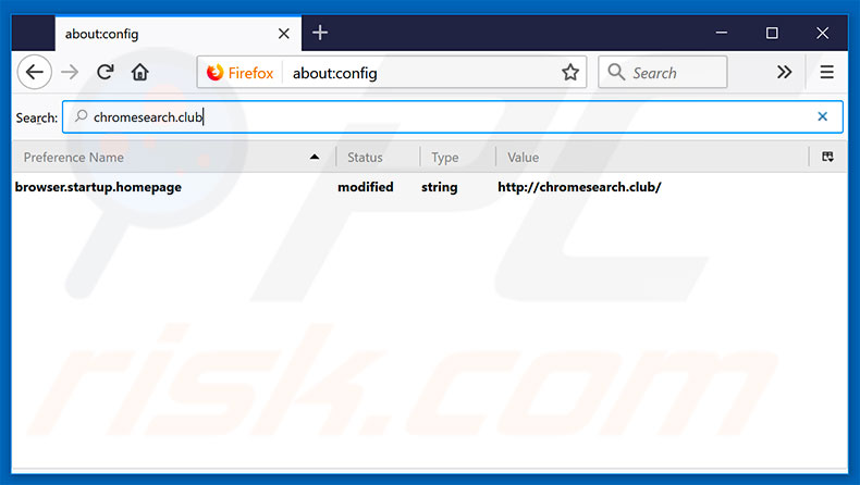 Removendo a página inicial chromesearch.club e motor de pesquisa padrão do Mozilla Firefox
