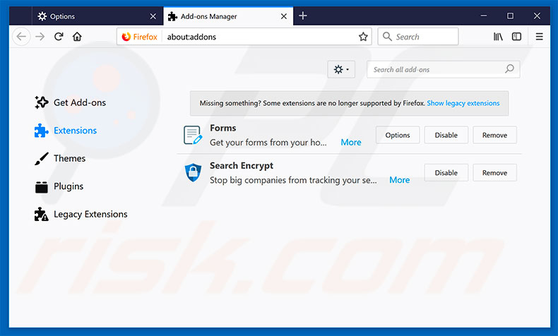 Removendo os anúncios Cyber Security do Mozilla Firefox passo 2
