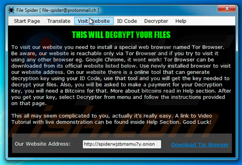 Pop-up do website Spider Web