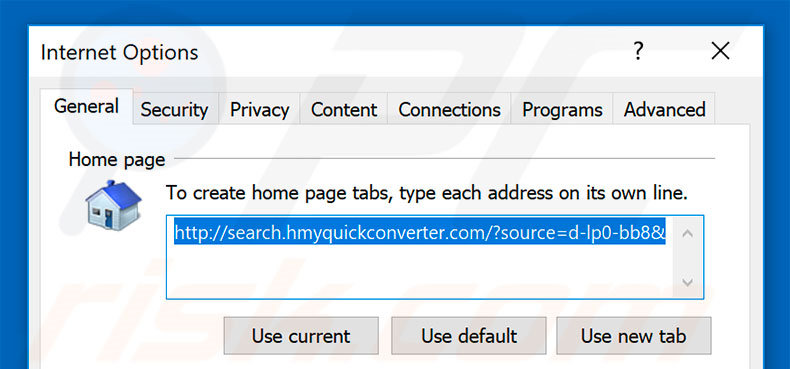 Removendo a página inicial search.hmyquickconverter.com do Internet Explorer