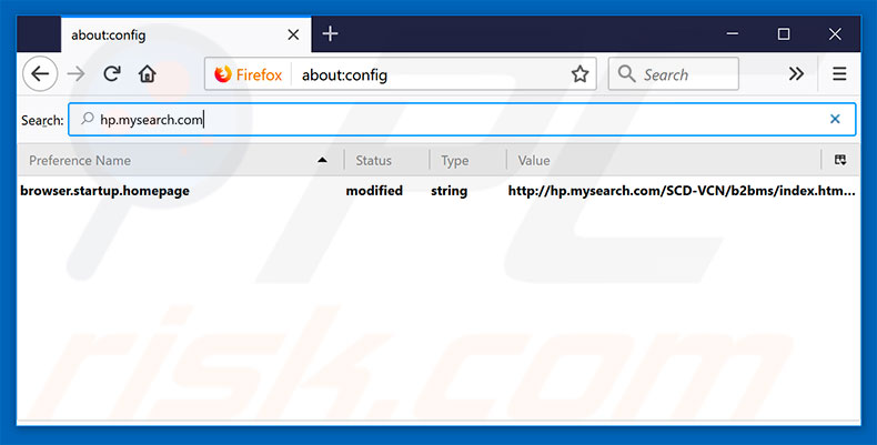 Removendo a página inicial e motor de pesquisa padrão hp.mysearch.com do Mozilla Firefox