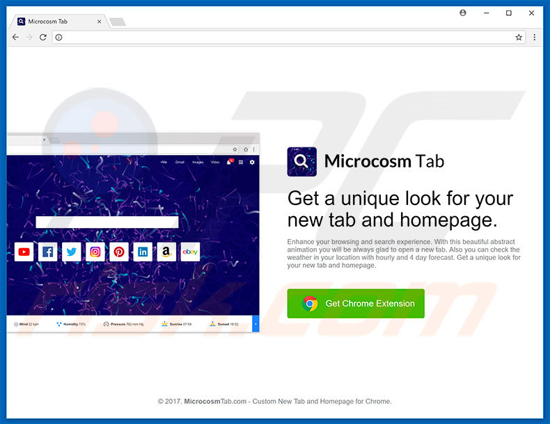Website usado a promover o sequestrador de navegador Microcosm