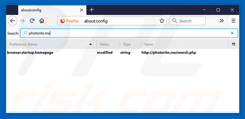 Removendo a página inicial photorito.me e motor de pesquisa padrão do Mozilla Firefox