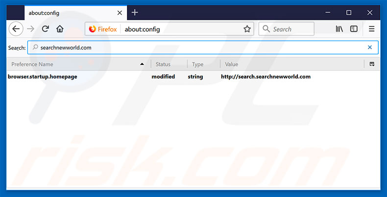 Removendo searchnewworld.com do motor de pesquisa padrão do Mozilla Firefox