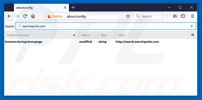 Removendo a página inicial search.searchquicks.com e motor de pesquisa padrão do Mozilla Firefox