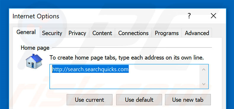Removendo a página inicial search.searchquicks.com do Internet Explorer