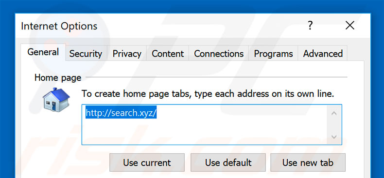 Removendo a página inicial search.xyz do Internet Explorer