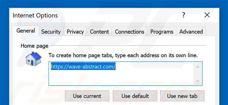 Removendo o wave-abstract.com da página inicial do Internet Explorer