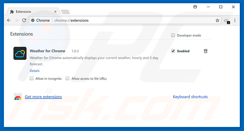Removendo os anúncios Weather For Chrome do Google Chrome passo 2