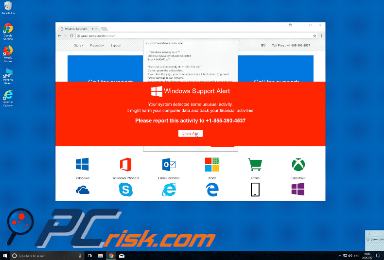Fraude do gif Windows Support Alert