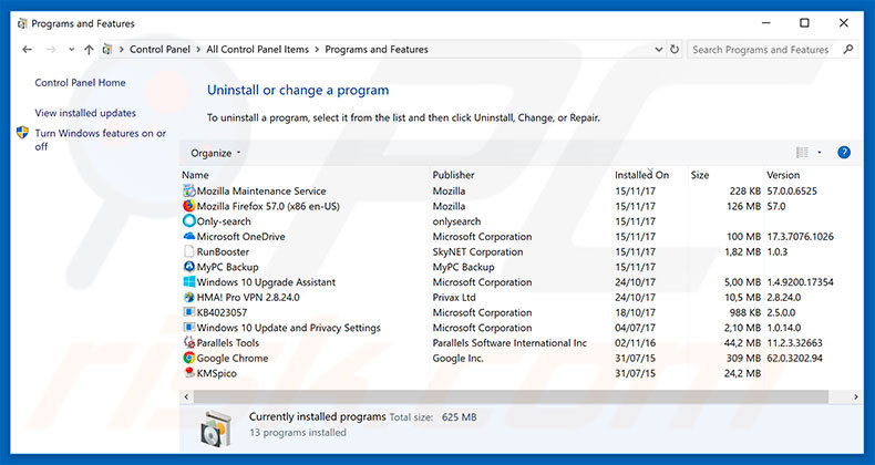 Desinstale o adware Your Device Is Under Threat via Painel de Controlo