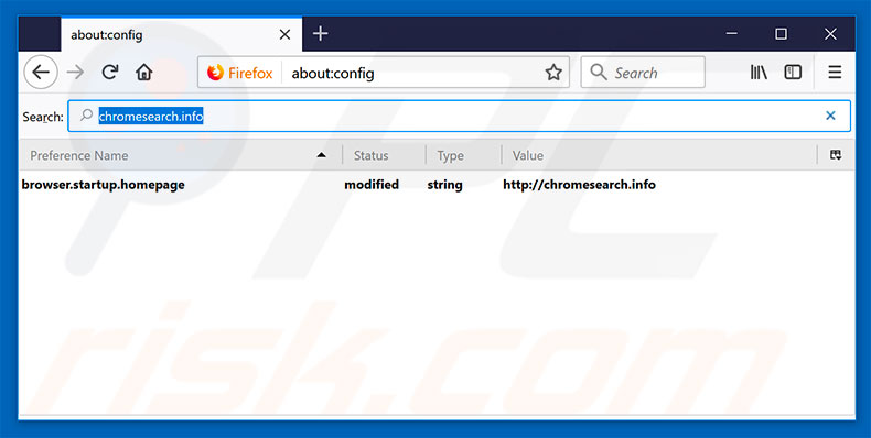 Removendo a página inicial chromesearch.info e motor de pesquisa padrão do Mozilla Firefox