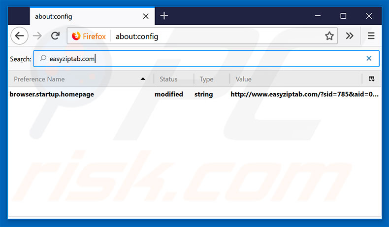 Removendo easyziptab.com da página inicial e motor de pesquisa padrão do Mozilla Firefox