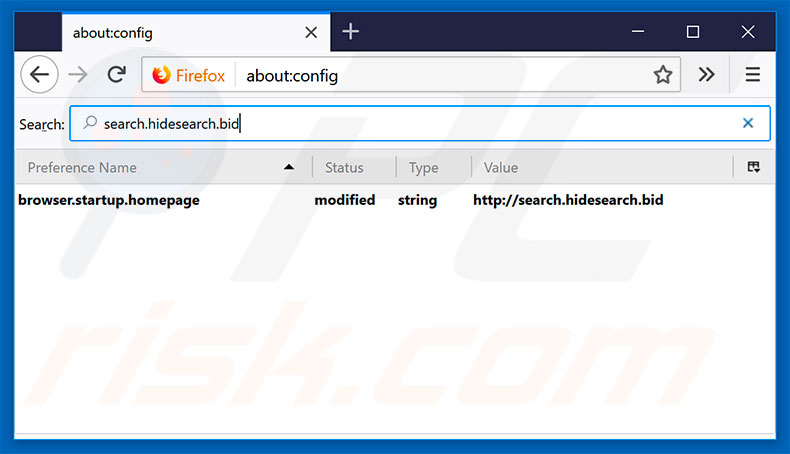 Removendo search.hidesearch.bid do motor de pesquisa padrão do Mozilla Firefox