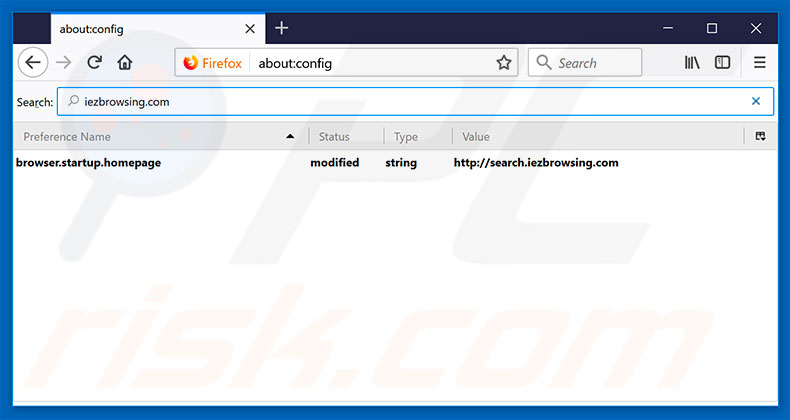 Removendo a página inicial search.iezbrowsing.com e motor de pesquisa padrão do Mozilla Firefox