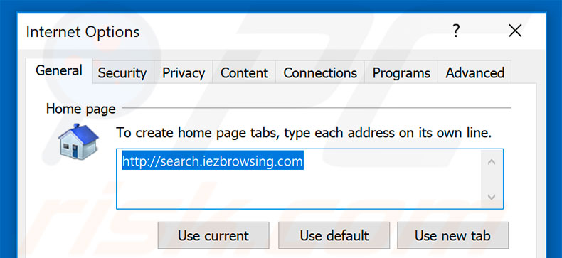 Removendo a página inicial search.iezbrowsing.com do Internet Explorer