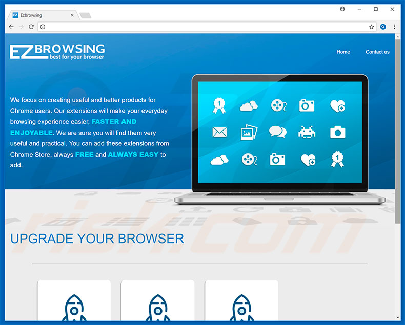 O website a promover o sequestrador de navegador EZbrowsing: