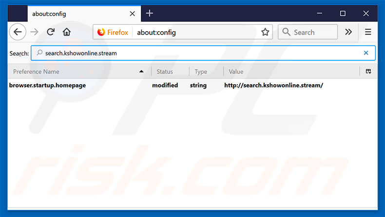 Removendo a página inicial search.kshowonline.stream e motor de pesquisa padrão do Mozilla Firefox