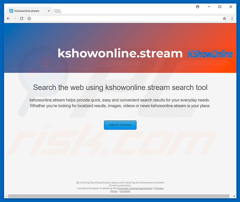Website usado para promover o sequestrador de navegador kshowonline